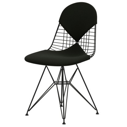 Wire Chair DKR , Pulverbeschichtet basic dark, Sitz- und Rückenkissen (Bikini), Apollo forest / schwarz