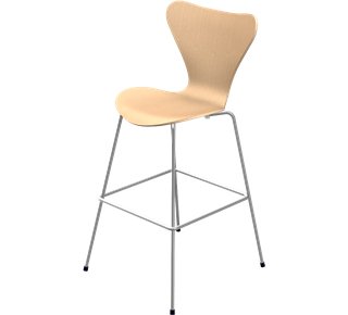 Serie 7 Barhocker 3187/3197, 76 cm, Holz klar lackiert, Buche natur