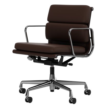 Soft Pad Chair EA 217, Verchromt, Leder Standard kastanie, Plano braun