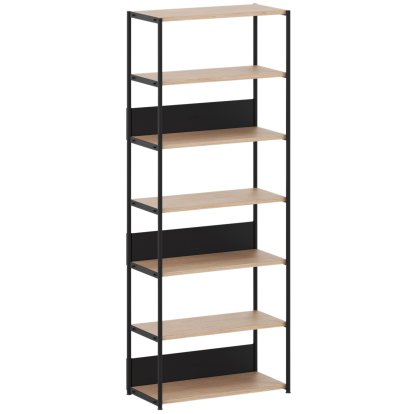 Unit Regal Holz, 215 cm , Offen, Eiche / Graphitschwarz