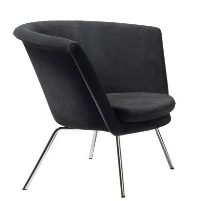 H57 Sessel, Pulverbeschichtet schwarz, Veloursleder, Schwarz