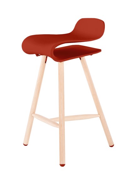 BCN Barhocker Wood, Korallenrot, Buche