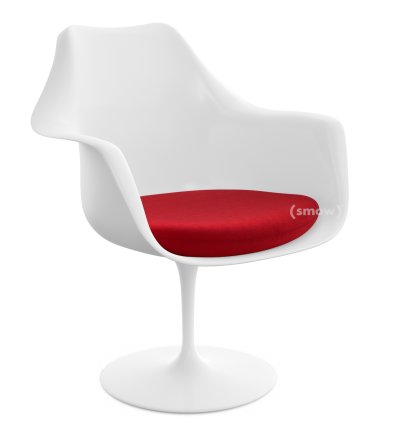 Saarinen Tulip Armlehnstuhl, drehbar, Sitzkissen, weiß, Bright Red (Tonus 130)