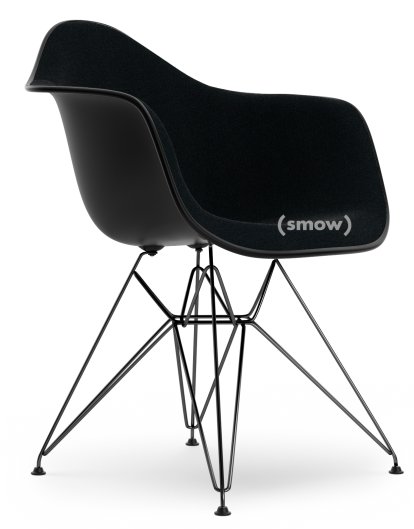 Eames Plastic Armchair DAR, Tiefschwarz, Mit Vollpolsterung, Nero, Standardhöhe - 43 cm, Beschichtet basic dark