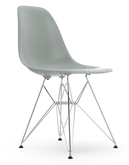 Eames Plastic Side Chair DSR, Hellgrau, Ohne Polsterung, Ohne Polsterung, Standardhöhe - 43 cm, Verchromt