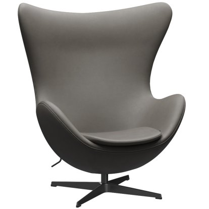 Egg Chair, Leder Essential, Lava, Black, Ohne Fußhocker