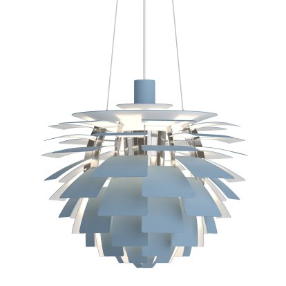 PH Artichoke (Zapfen) Pendelleuchte, Dusty blue / Chrome, Ø 48 cm
