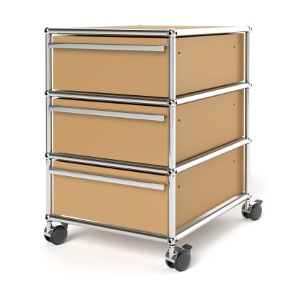 USM Haller Rollcontainer mit 3 Schubladen Typ 1 (mit Gegengewicht), Kein Schloss, USM beige