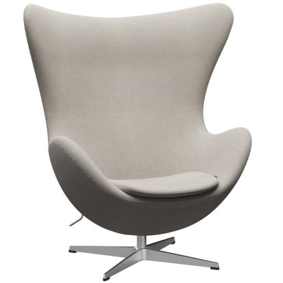 Egg Chair, Hallingdal 65, 103 - Light grey, Satingebürstetes Aluminium, Ohne Fußhocker