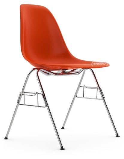Eames Plastic Side Chair DSS / DSS-N, Rot (poppy red), Ohne Polsterung, Ohne Polsterung, Mit Reihenverbindung (DSS)