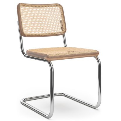 S 32 V Pure Materials Freischwinger, Nussbaum / natur, Verchromt, Ohne Gleiter