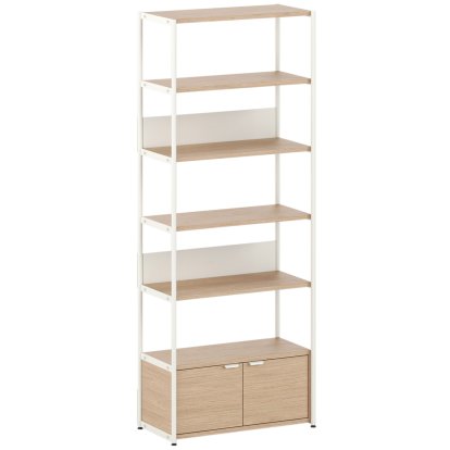 Unit Regal Holz, 215 cm , 1 x Doppeltür, Eiche / Creme weiß