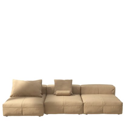 Vetsak Sofa Set 4, Leather - Beige, Mit Kissen
