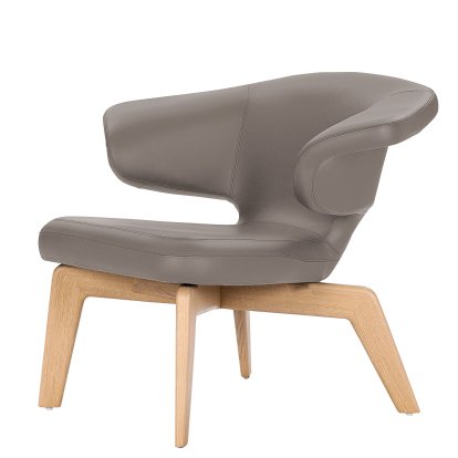 Munich Loungesessel, Classic Leder grau, Eiche natur