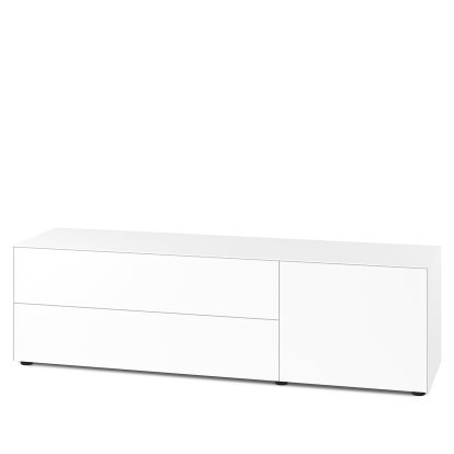 Nex Pur Box 2.0 mit Schubkästen und Türen , 48 cm, H 50 cm x B 180 cm (mit Tür und zwei Schubkästen), Weiß