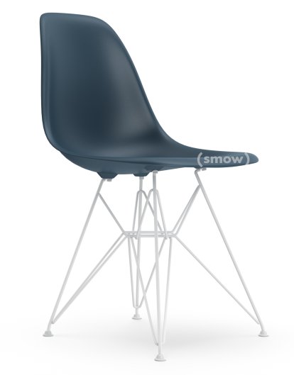 Eames Plastic Side Chair DSR, Meerblau, Ohne Polsterung, Ohne Polsterung, Standardhöhe - 43 cm, Beschichtet weiß