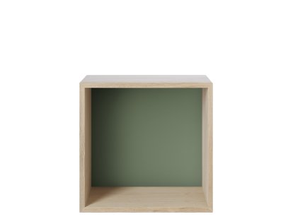 Mini Stacked Regal, M (33,2 x 33,2 x 26 cm), Eiche/Rückwand Dusty green