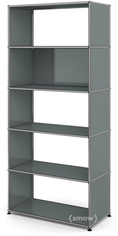 USM Haller Wohnzimmer Regal M Typ 1, 1 Rückwand, Mittelgrau RAL 7005