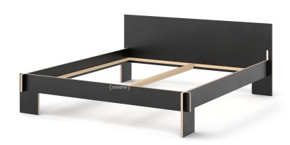 Siebenschläfer Bett, 180 x 200 cm, Mit Kopfteil, Schwarz, Ohne Lattenrost