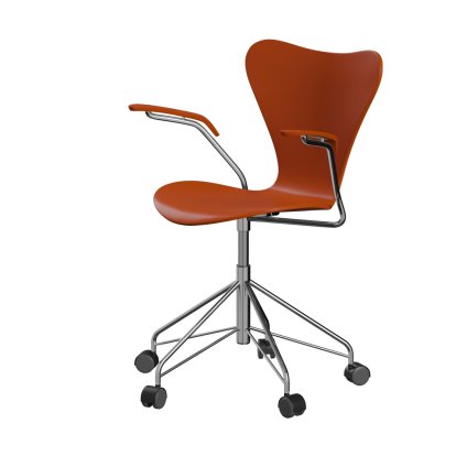 Serie 7 Drehstuhl 3117 / 3217 New Colours, Mit Armlehnen, Lack, Paradise orange, Chrome