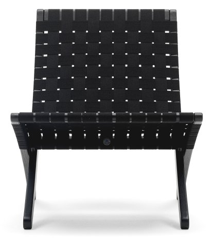 MG501 Cuba Sessel, Eiche schwarz lackiert, Baumwollgurte schwarz
