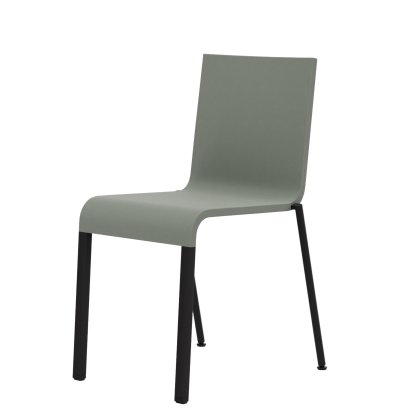 .03 Stuhl, Stapelbar, Untergestell pulverbeschichtet schwarz, Ohne Armlehnen, Grau