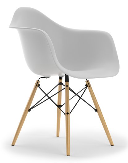 Eames Plastic Armchair DAW, Cotton white, Ohne Polsterung, Ohne Polsterung, Standardhöhe - 43 cm, Esche honigfarben