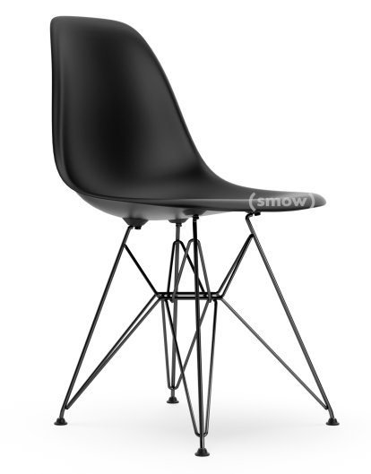 Eames Plastic Side Chair DSR, Tiefschwarz, Ohne Polsterung, Ohne Polsterung, Standardhöhe - 43 cm, Beschichtet basic dark