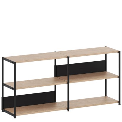Unit Sideboard Holz, Offen, Eiche / Graphitschwarz
