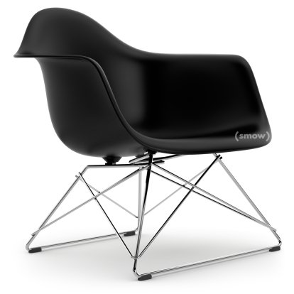 Eames Plastic Armchair LAR, Tiefschwarz, Ohne Polsterung, Verchromt