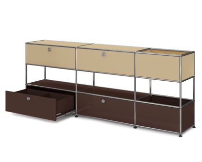 USM Haller Kinder Sideboard L mit Aufbewahrungsboxen, Zweifarbig, USM beige - 	USM braun, Mit Auszügen (inkl. Einlegerahmen)