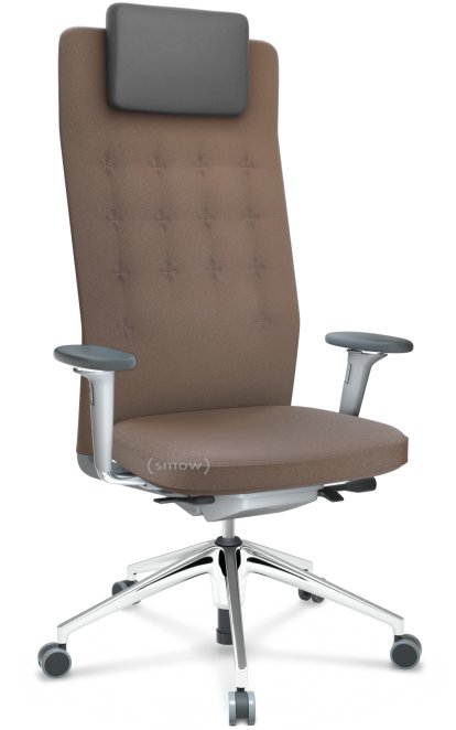 ID Trim L, FlowMotion mit Sitztiefenverstellung, Mit 3D-Armlehnen, Soft grey, Stoff Plano coffee, Hart für Teppichboden