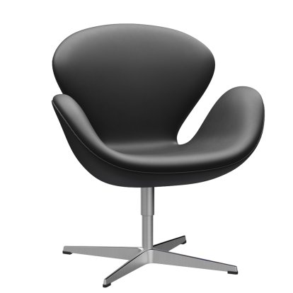 Swan Chair, Sonderhöhe 48 cm, Leder Essential, Black