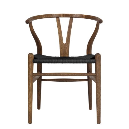 CH24 Wishbone Chair, Eiche rauchig geölt, Geflecht schwarz