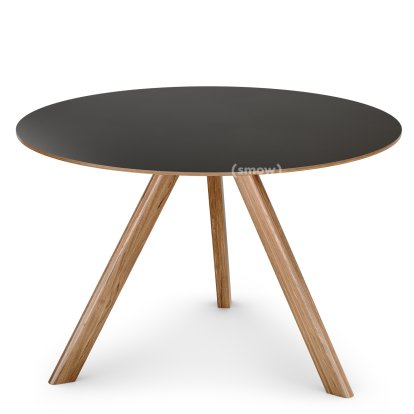 Copenhague Round Tisch CPH20, Ø 120 x H 74, Eiche lackiert, Linoleum schwarz