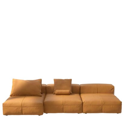 Vetsak Sofa Set 4, Leather - Brown, Mit Kissen