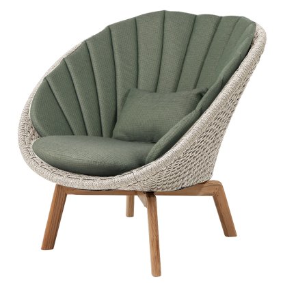 Peacock Loungesessel, Medium flat soft Rope - Sand, Link - Dark green