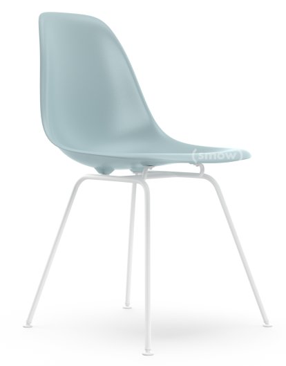 Eames Plastic Side Chair DSX, Eisgrau, Ohne Polsterung, Ohne Polsterung, Standardhöhe - 43 cm, Beschichtet weiß