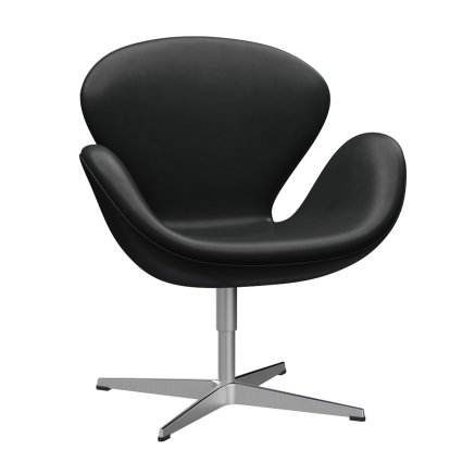 Swan Chair, Sonderhöhe 48 cm, Leder Grace, Black