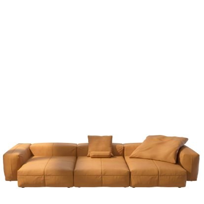 Vetsak Sofa Set 5, Leather - Brown, Mit Kissen