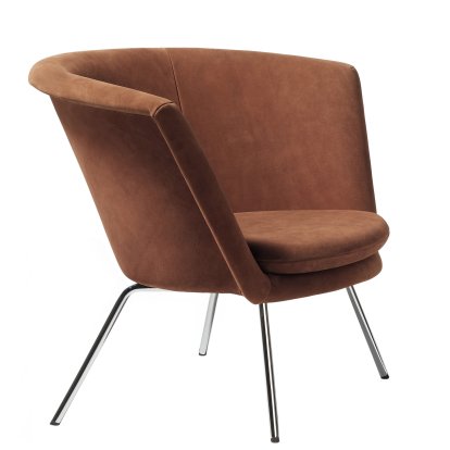H57 Sessel, Verchromt, Veloursleder, Mittelbraun