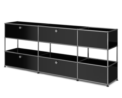 USM Haller Kinder Sideboard L mit Aufbewahrungsboxen, Einfarbig, Graphitschwarz RAL 9011, Mit Klappen