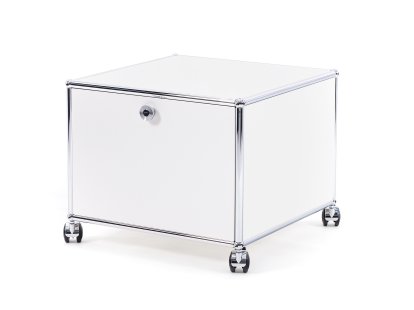 USM Haller Druckercontainer, 50 cm, Reinweiß RAL 9010, Mit Rollen