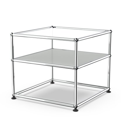 USM Haller Beistelltisch Typ 2, Glas, Lichtgrau RAL 7035