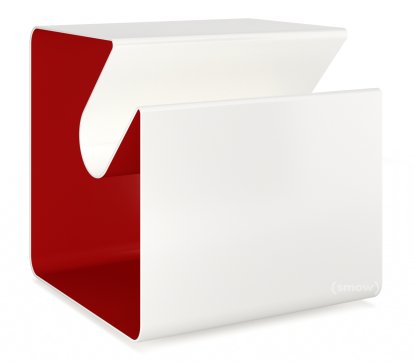 V44 Beistelltisch, Reinweiß (RAL 9010) - Rubinrot (RAL 3003), Gleiter