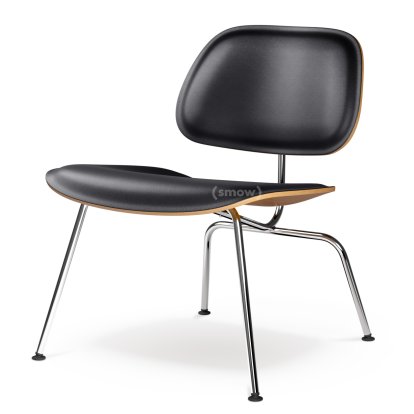 LCM / LCM Leather Loungestuhl, Esche natur, Sitz Leder nero, Glanzchrom