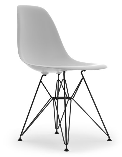Eames Plastic Side Chair DSR, Cotton white, Ohne Polsterung, Ohne Polsterung, Standardhöhe - 43 cm, Beschichtet basic dark