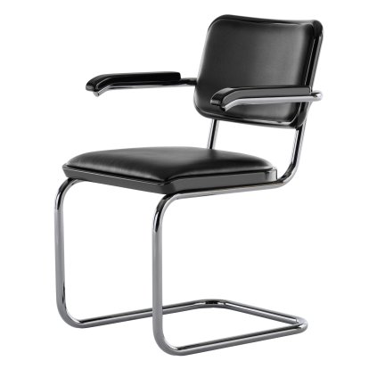 JS . Thonet - S 64 P/V Serious Freischwinger, Serious 01 - Leder, graphite black