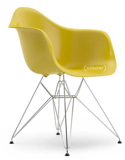 Eames Plastic Armchair DAR, Senf, Ohne Polsterung, Ohne Polsterung, Standardhöhe - 43 cm, Verchromt