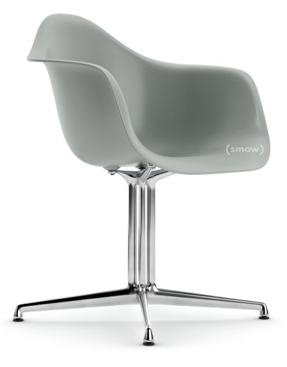 Eames Plastic Armchair DAL, Hellgrau, Ohne Polsterung, Ohne Polsterung, Aluminium poliert, Neue Sitzhöhe (43,0 cm)